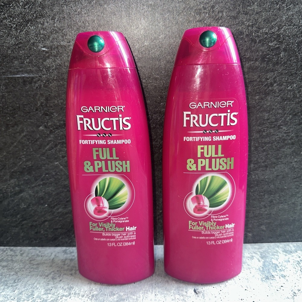 2 Lot Garnier Fructis Full & Plush Fortifying Shampoo Thicker Hair 13 oz